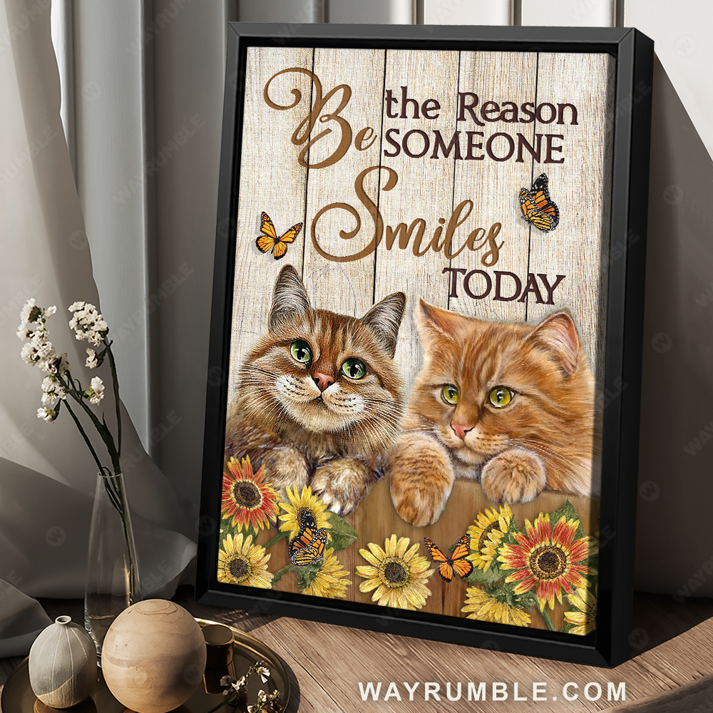 Little cat, Sunflower garden, Be the reason someone smiles today - Jesus Portrait Canvas Prints, Christian Wall Art