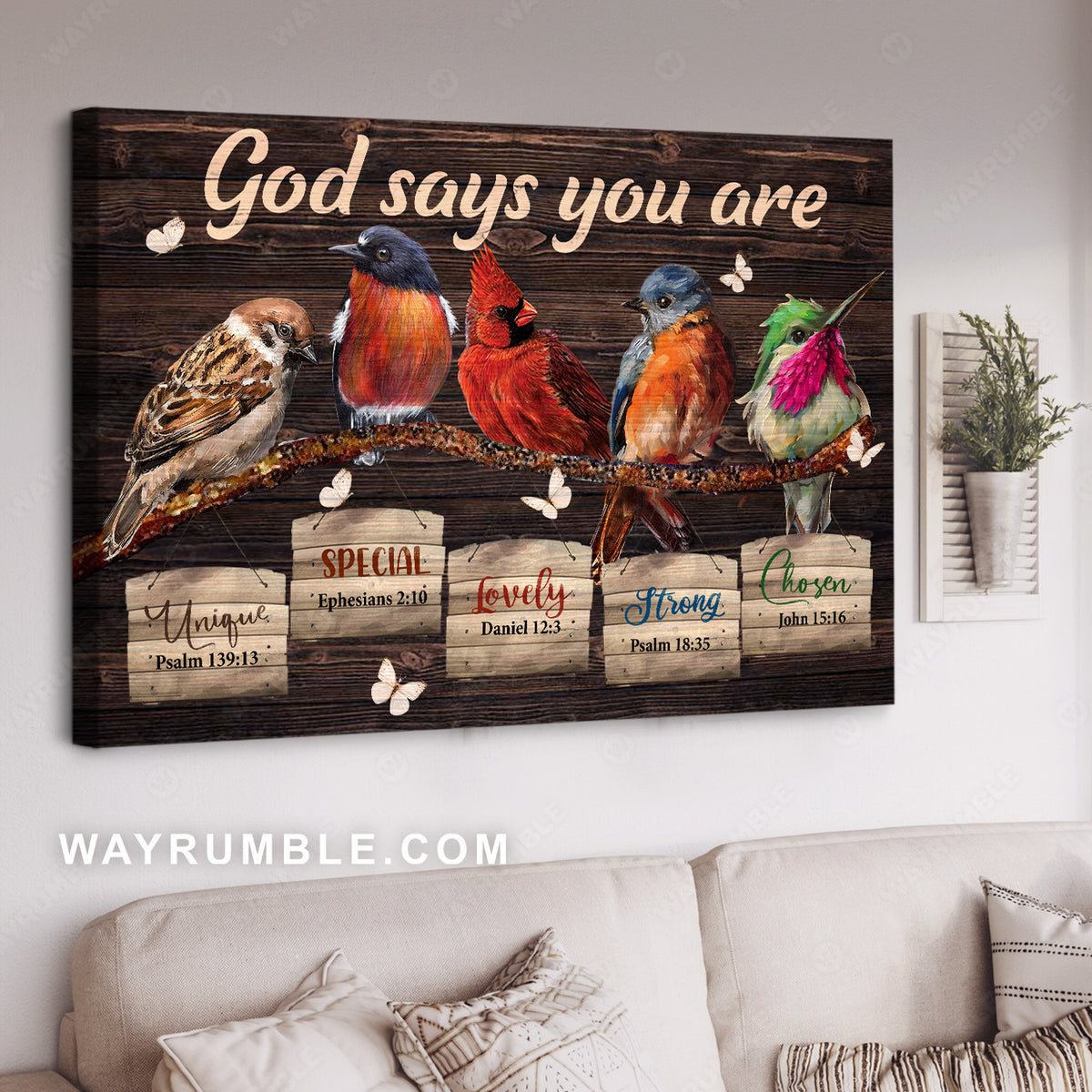 Stunning bird, Red cardinal, Eastern bluebird, God says you are unique - Jesus Landscape Canvas Prints, Home Decor Wall Art