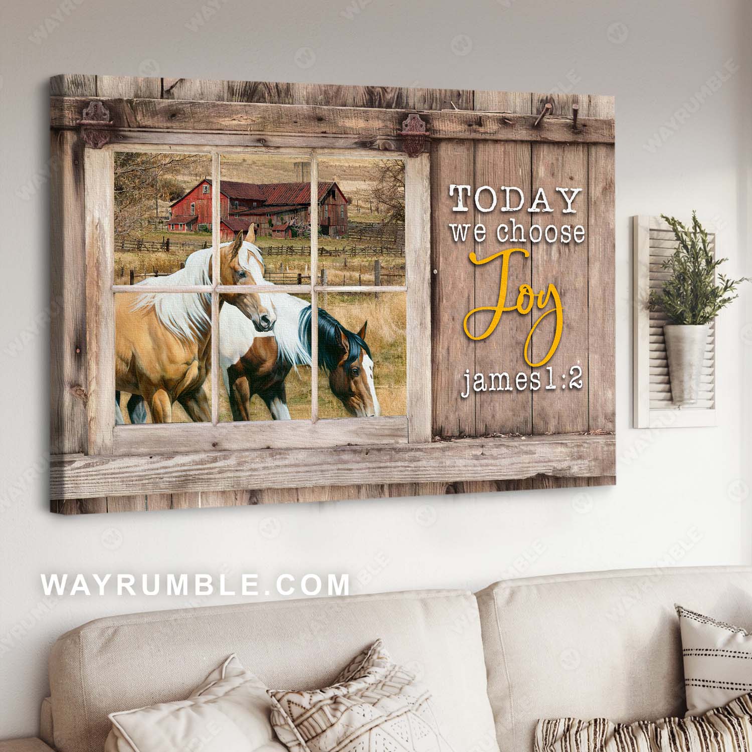 Antique window, Dream horses, Green farm, Today we choose joy - Jesus Landscape Canvas Prints, Christian Wall Art