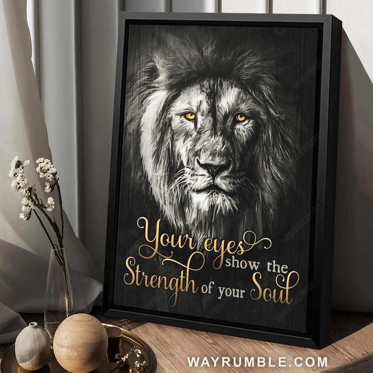 Stunning lion face, Yellow eyes, Your eyes show the strength of your soul - Jesus Portrait Canvas Prints, Home Decor Wall Art