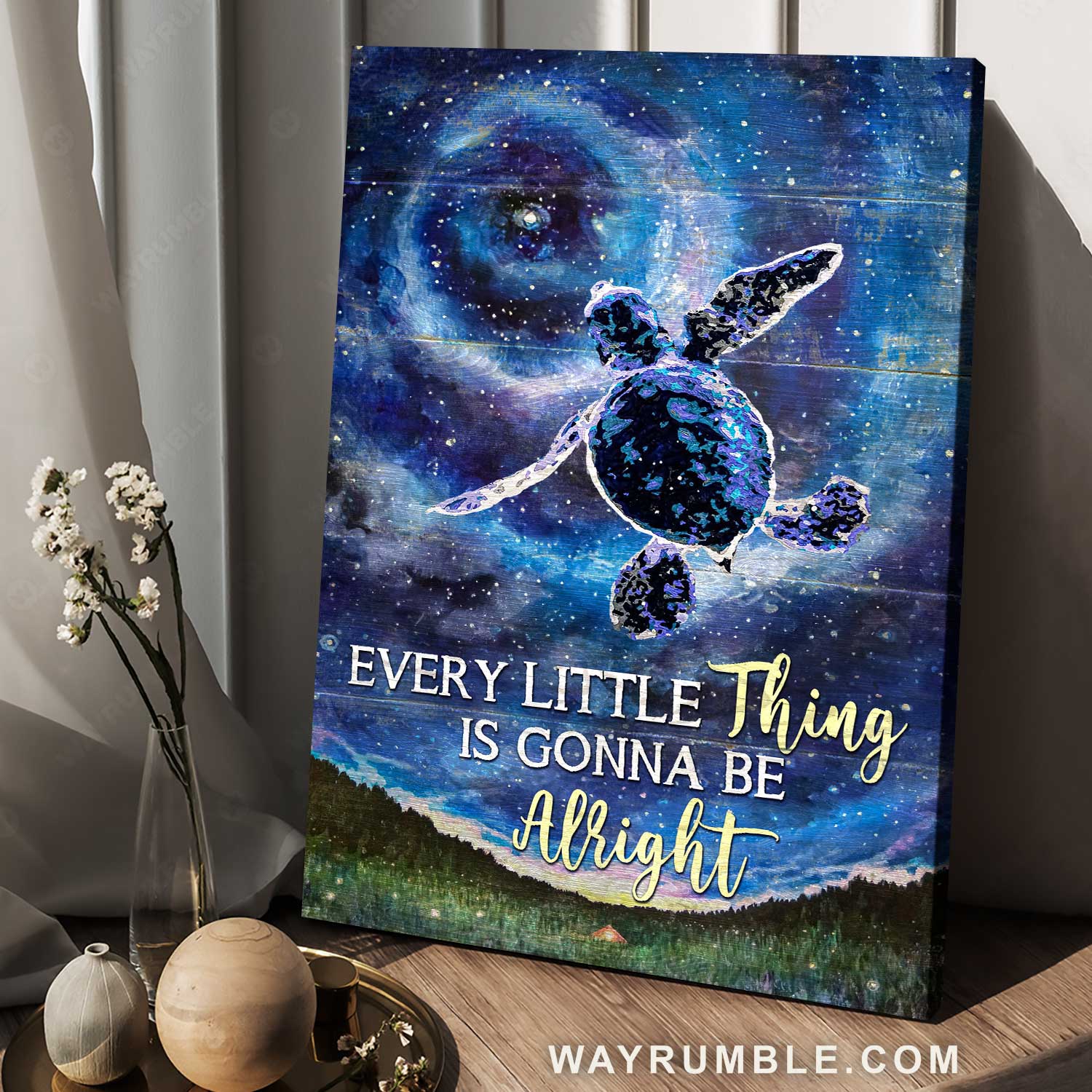 Baby sea turtle, Galaxy space, Every little thing is gonna be alright - Jesus Portrait Canvas Prints, Christian Wall Art