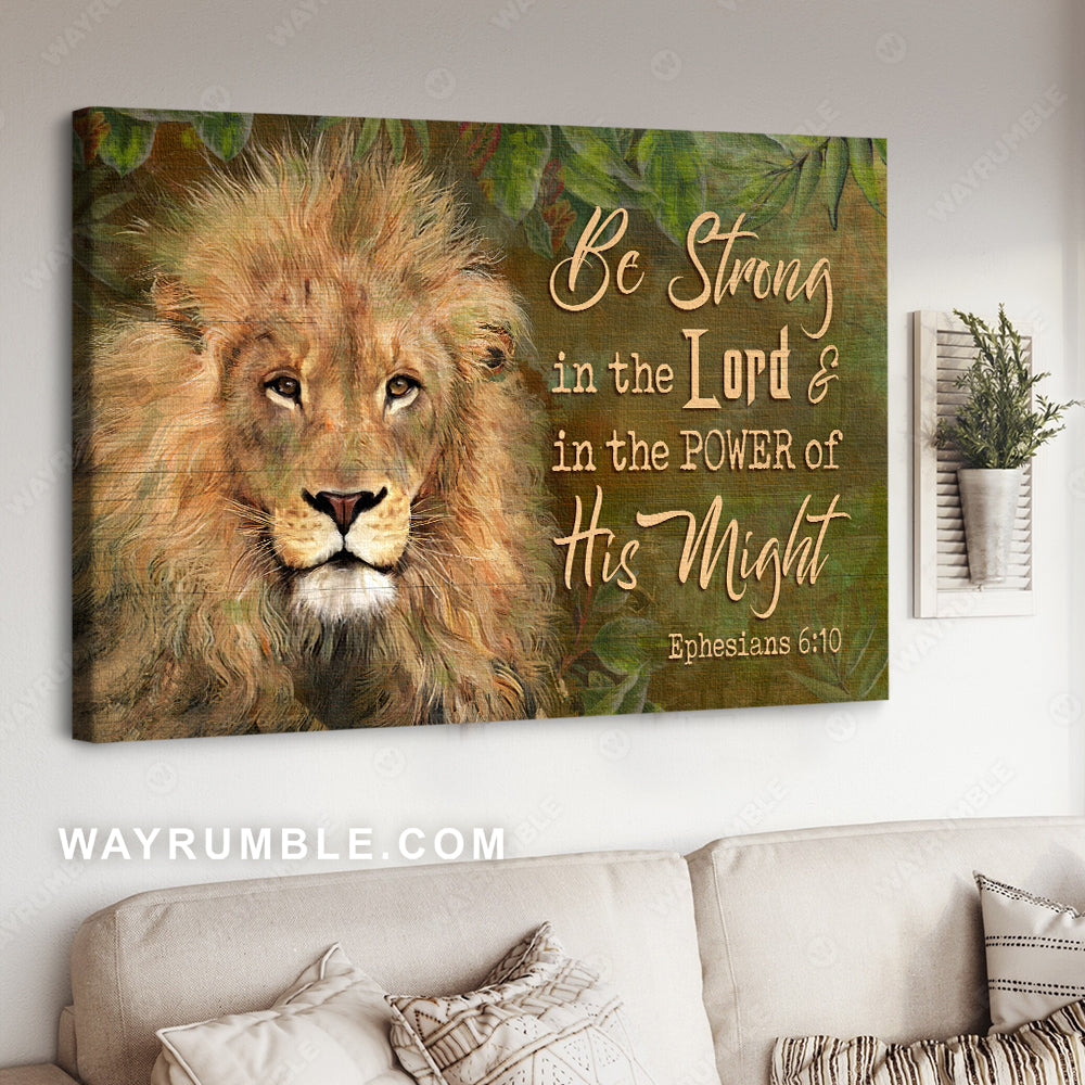Lion drawing, Lion of Judah, Be strong in the Lord - Jesus Landscape Canvas Prints, Christian Wall Art