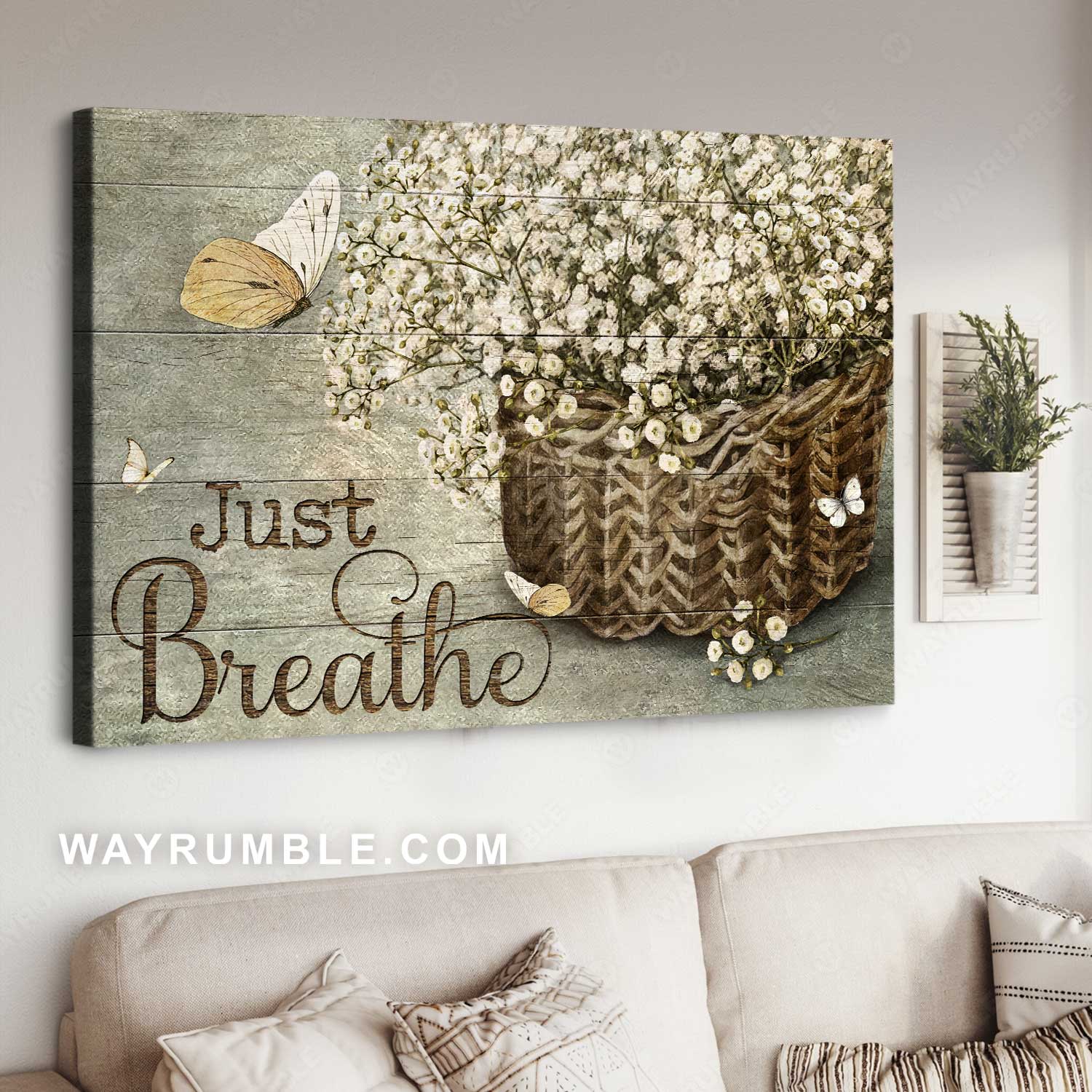 Pretty baby flower, Beautiful butterfly, Just breathe - Jesus Landscape Canvas Prints, Home Decor Wall Art