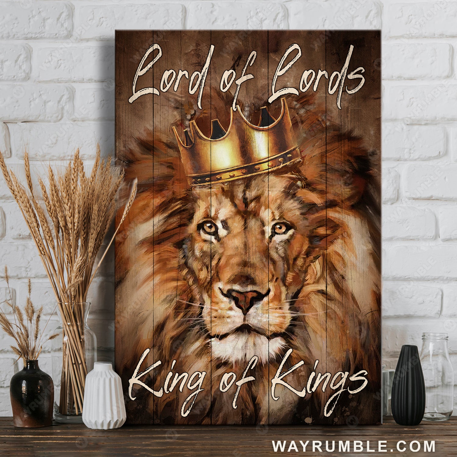 Lion of Judah, Golden crown, Lord of Lords, King of Kings - Jesus Portrait Canvas Prints, Christian Wall Art