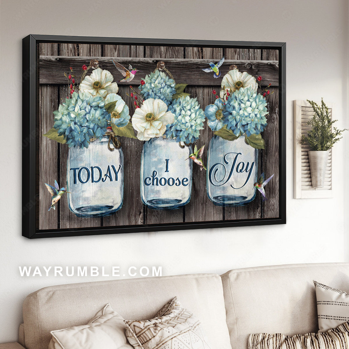 Flower artwork, White camellia, Colorful hummingbird, Today I choose joy - Jesus Landscape Canvas Prints, Christian Wall Art