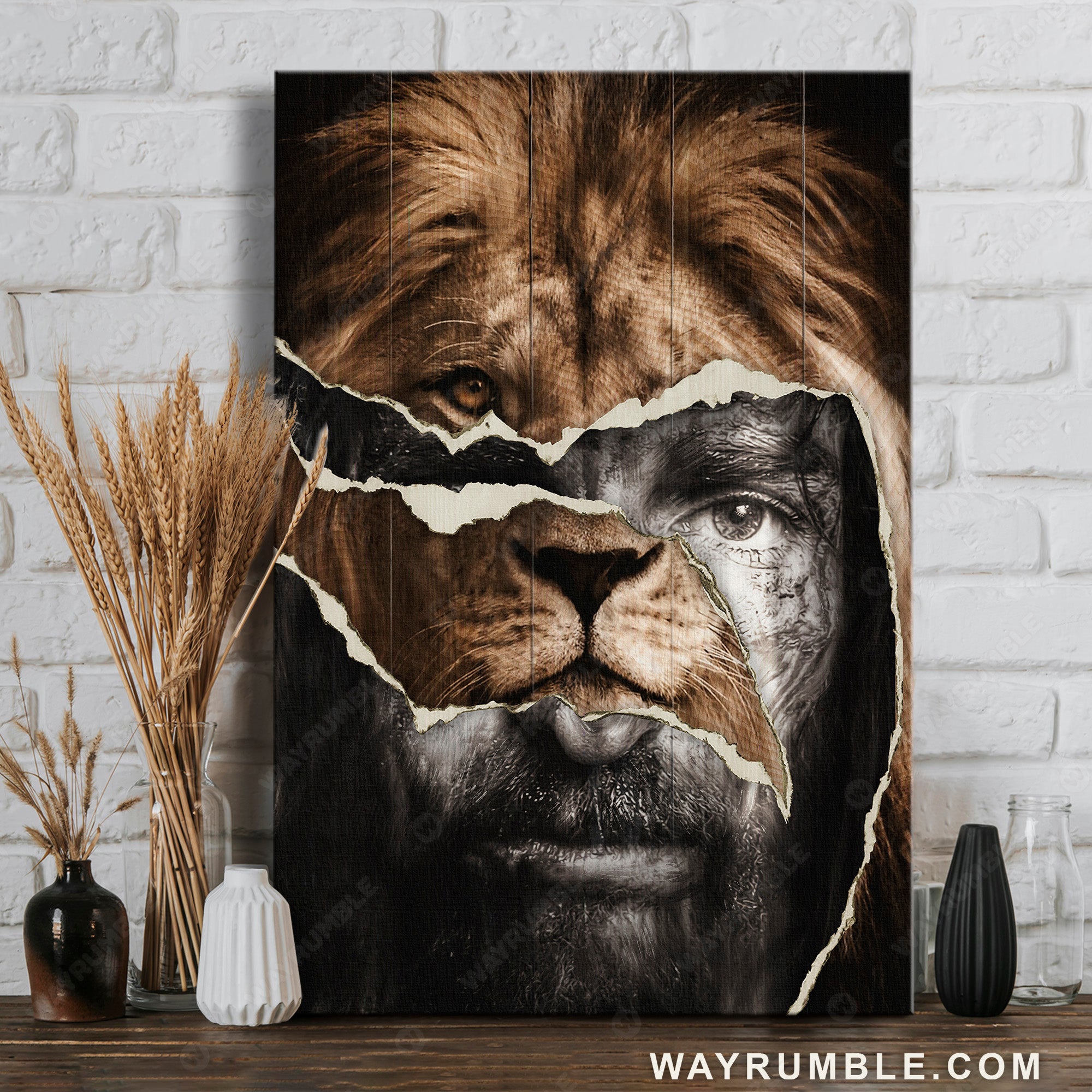 Jesus drawing, The strength of Jesus, Lion God - Jesus Portrait Canvas Prints, Christian Wall Art