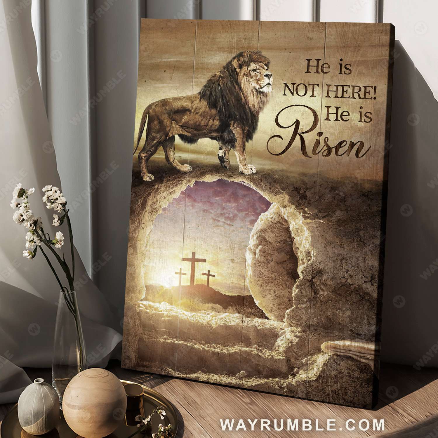 Lion of Judah, Lion painting, Sunrise painting, He is risen - Jesus Portrait Canvas Prints, Christian Wall Art