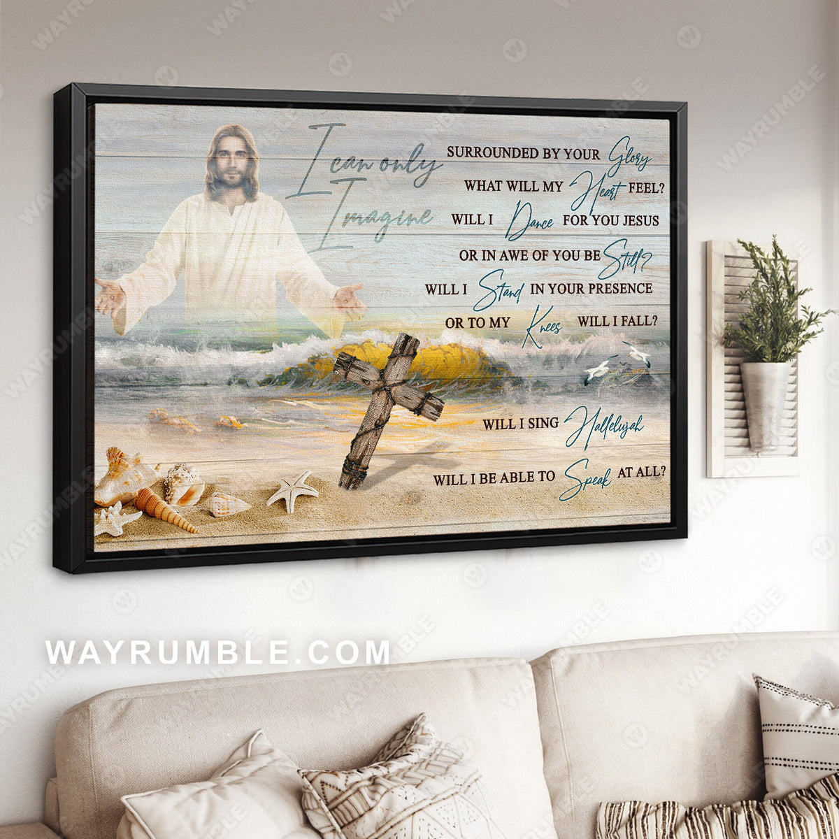 Jesus painting, The rugged cross, Seashore painting, I can only imagine - Jesus Landscape Canvas Prints, Wall Art