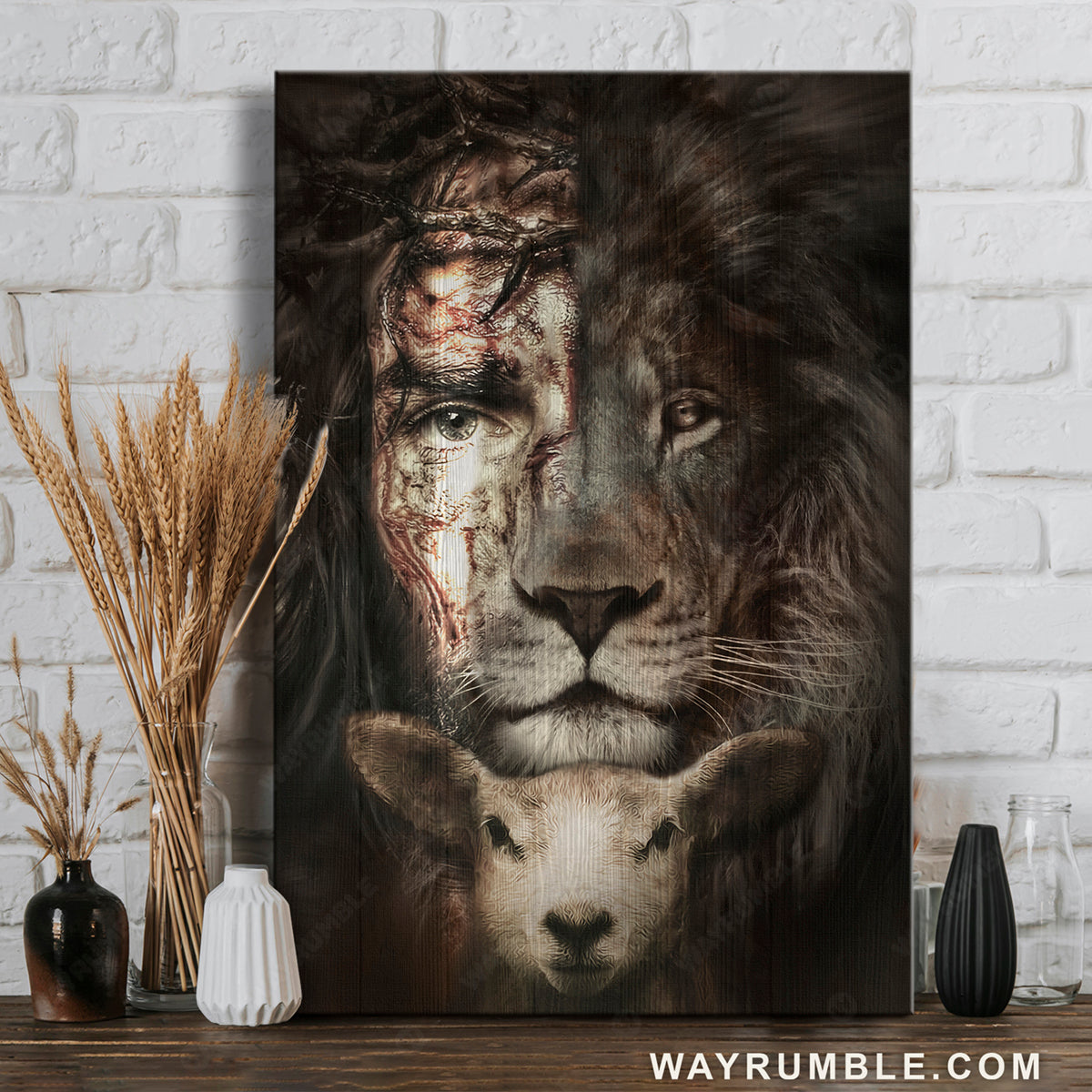 Jesus painting, The lion of Judah, Lamb of God, The perfect combination - Jesus Portrait Canvas Prints, Wall Art