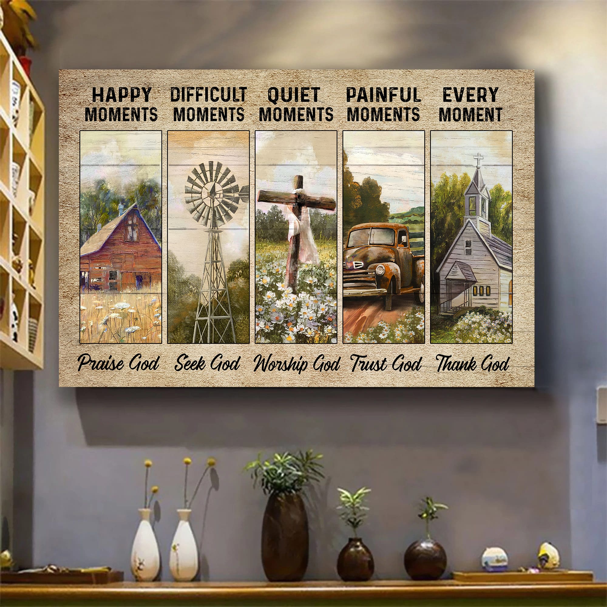 Beautiful farm, Every moment Thank God - Jesus Landscape Canvas Prints, Wall Art