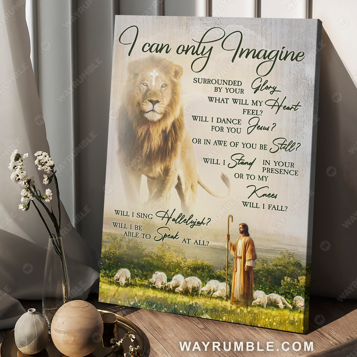 Jesus painting, Meadow landscape, Lion of Judah, I can only imagine - Jesus Portrait Canvas Prints, Christian Wall Art