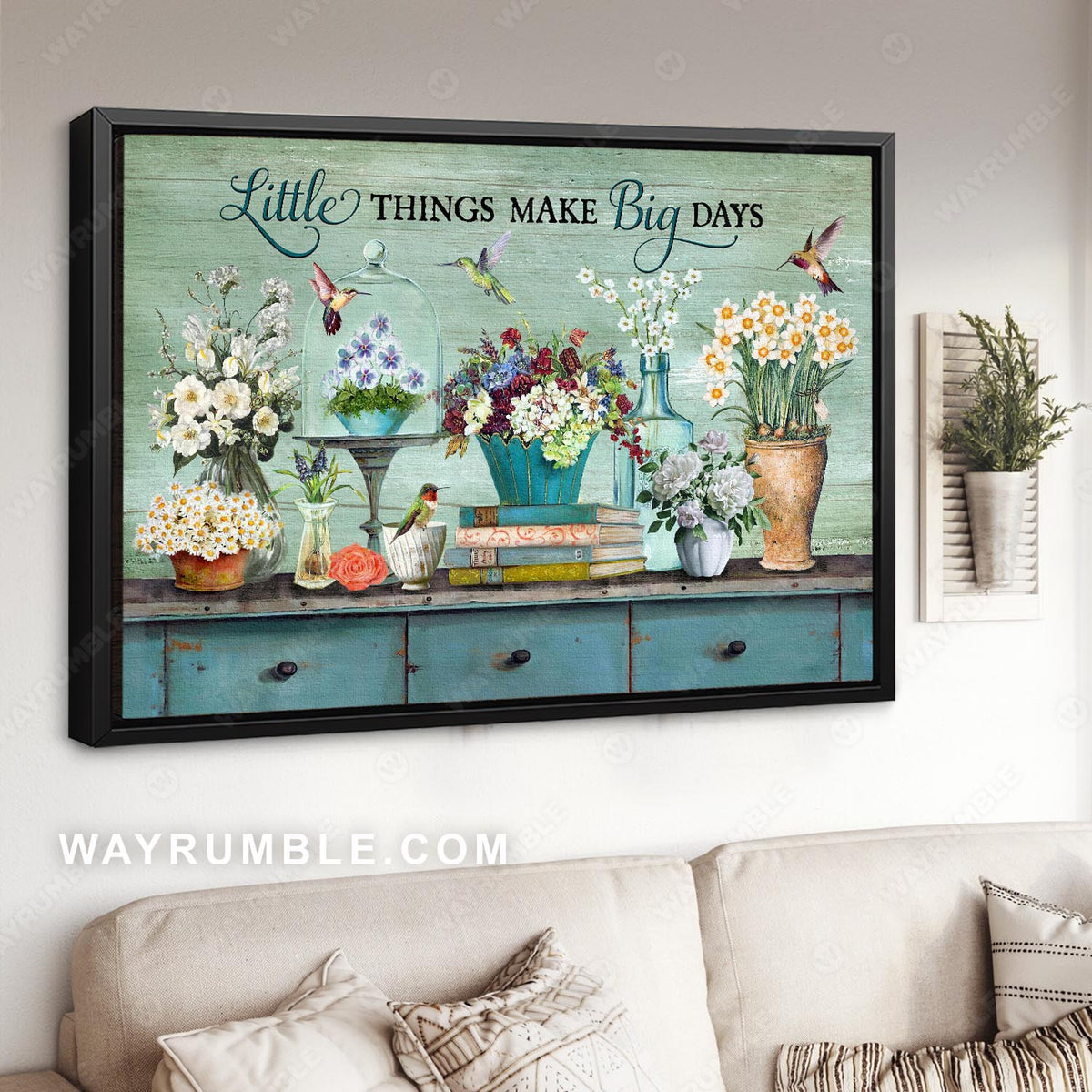 Vintage painting, Flower vase, Still life, Little things make big days - Jesus Landscape Canvas Prints, Wall Art
