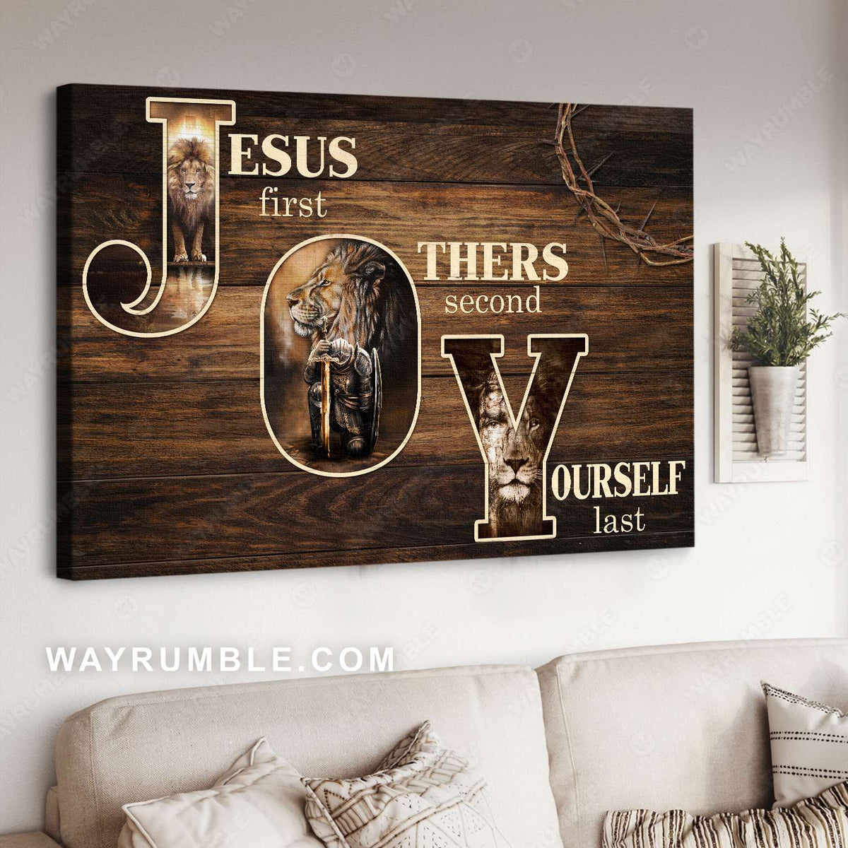 Lion of Judah, Knight of God, Jesus first, Others second, Yourself last - Jesus Landscape Canvas Prints, Christian Wall Art