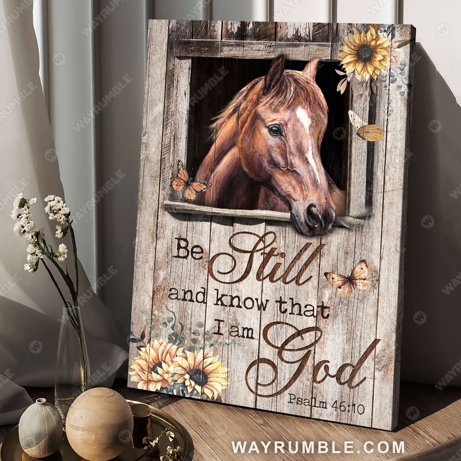 Horse painting, Horse stable, Life on farm, Be still and know that I am God - Jesus Portrait Canvas Prints, Christian Wall Art