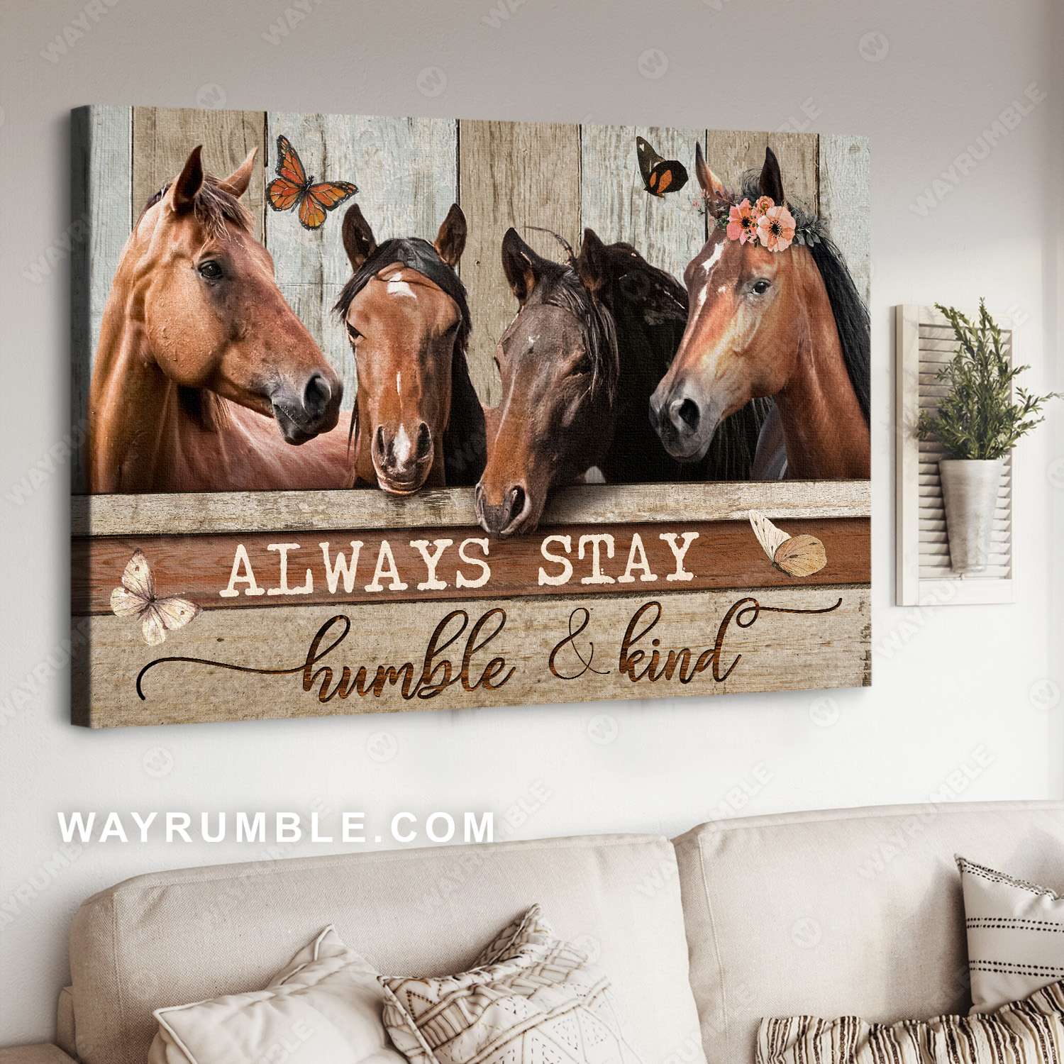 Horse painting, Always stay humble and kind - Jesus Landscape Canvas Prints, Christian Wall Art