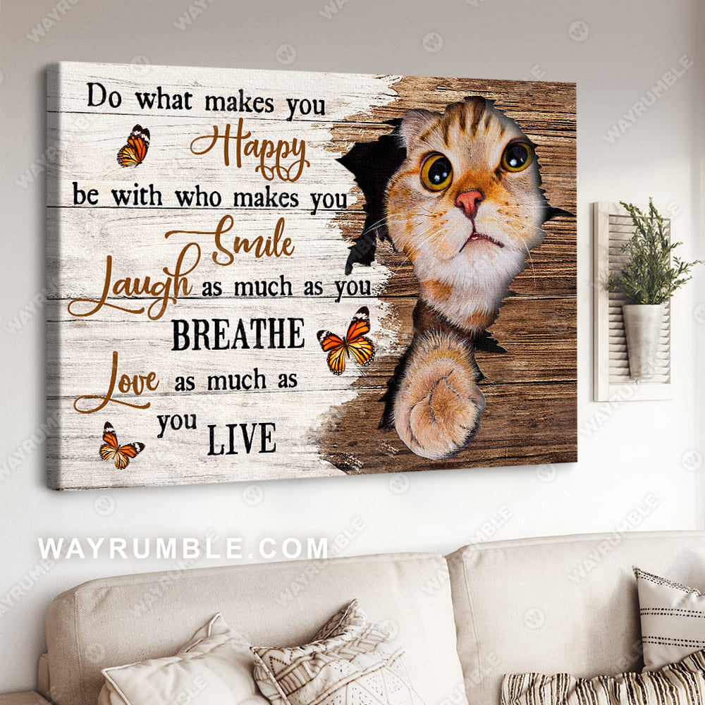 Beautiful cat, Orange butterfly, Broken wall, Love as much as you live - Jesus Landscape Canvas Prints, Christian Wall Art