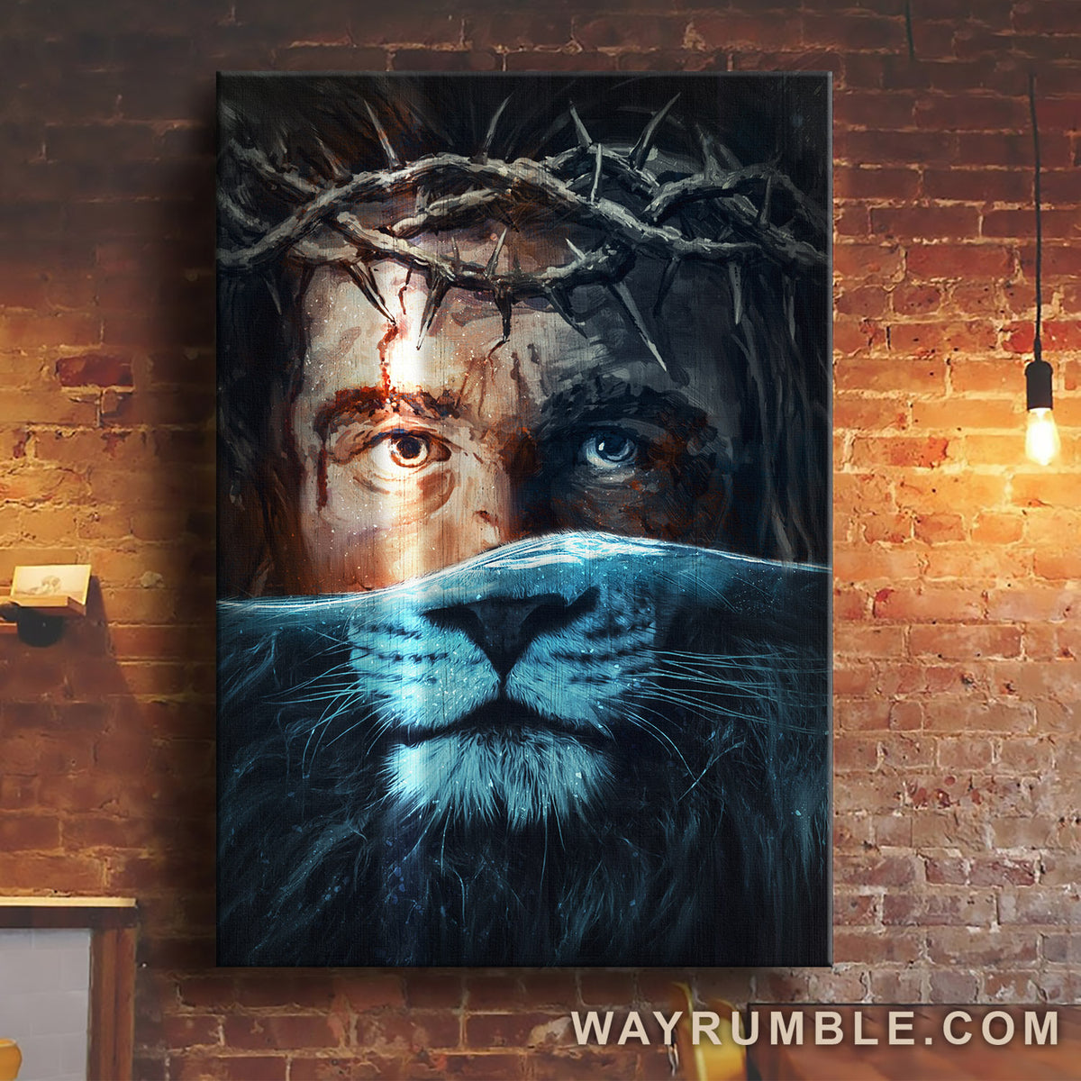 Jesus Painting, Lion of Judah, Under the water - Jesus Portrait Canvas Prints, Wall Art
