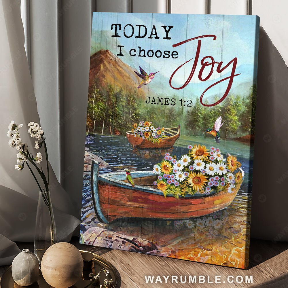 Fishing boat, Flower painting, Hummingbird, Today I choose joy - Jesus Portrait Canvas Prints, Christian Wall Art