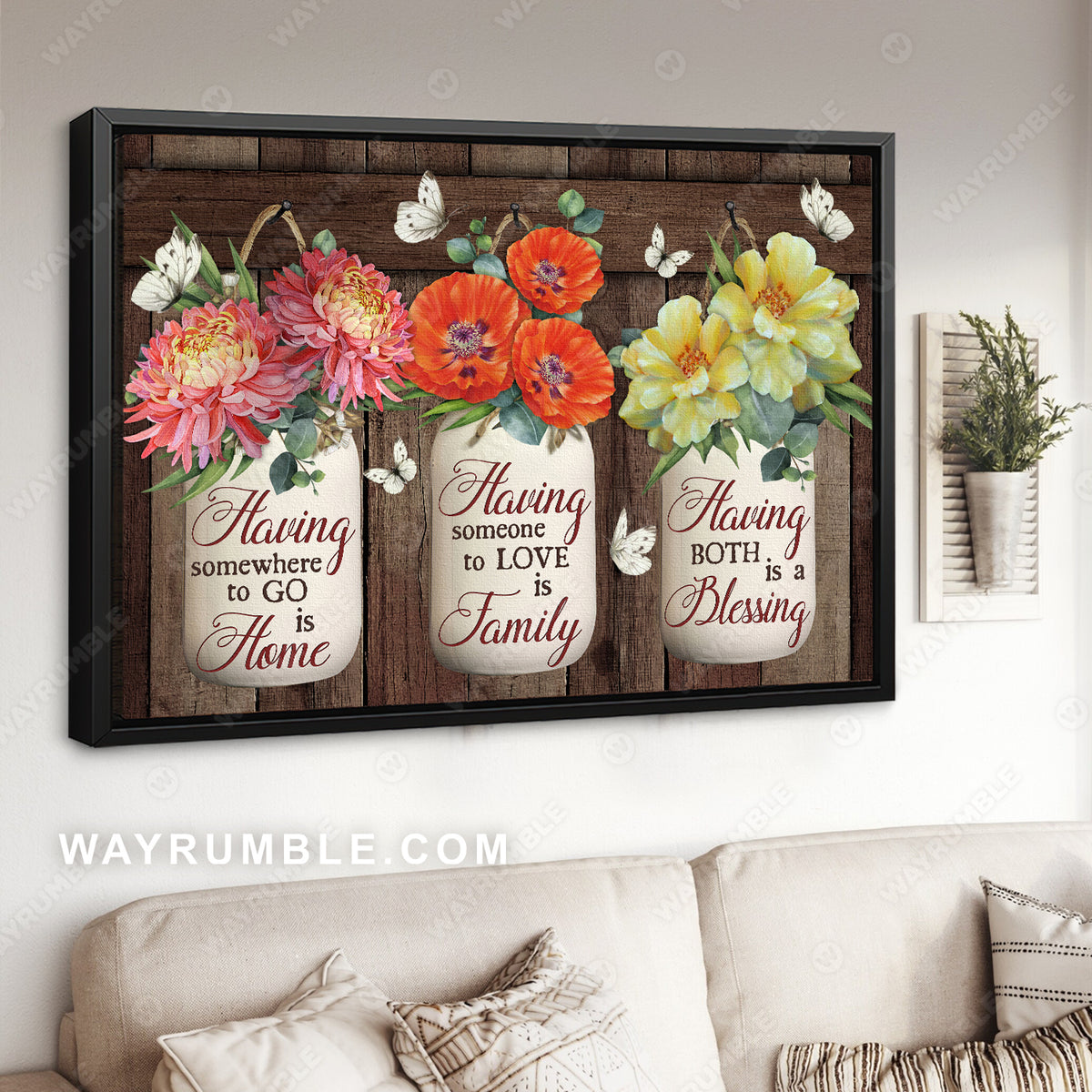 Pink daisy, Yellow rose, Red poppies, Having both is a blessing - Jesus Landscape Canvas Prints, Christian Wall Art