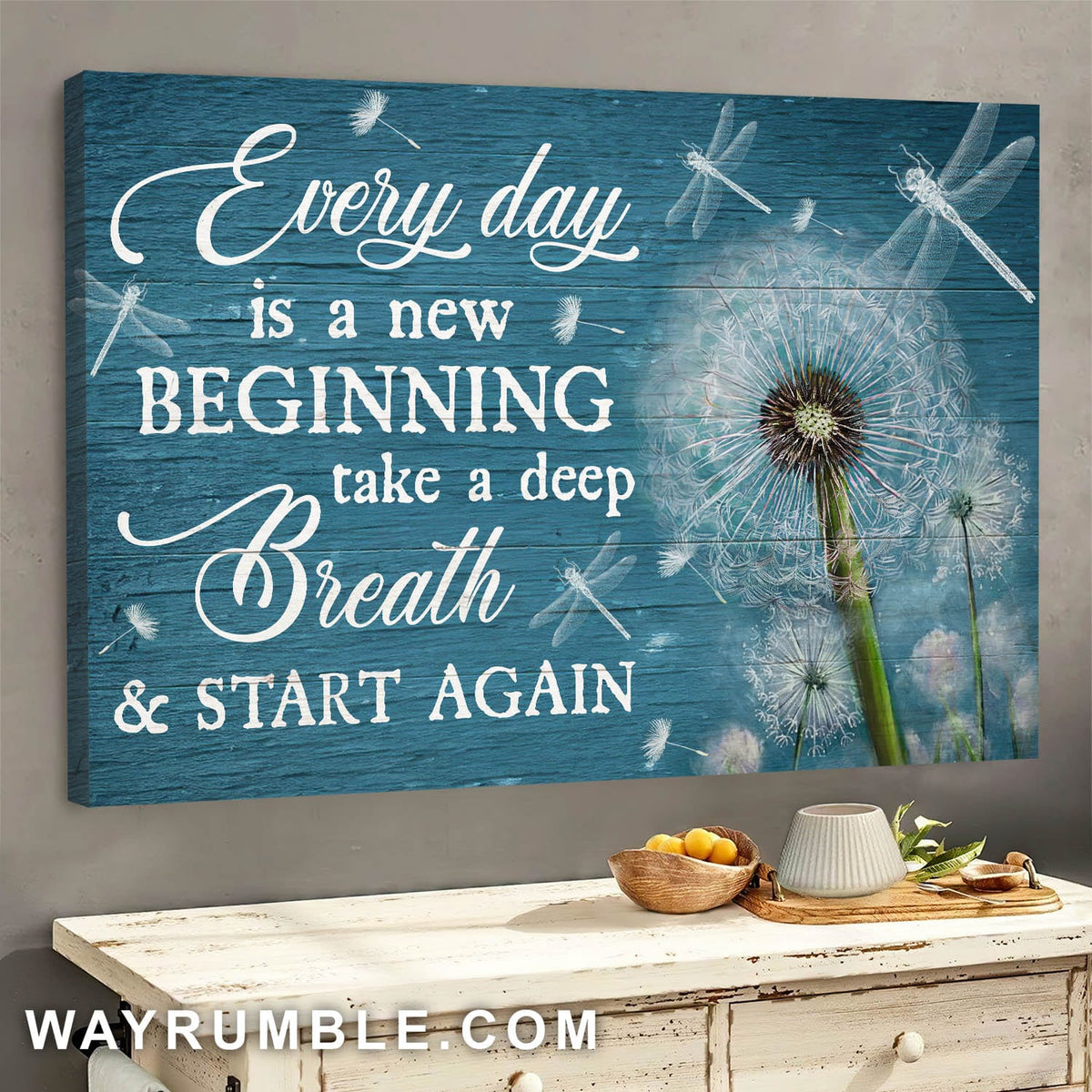 Dandelion, Dragonfly, Everyday is a new beginning - Jesus Landscape Canvas Prints, Wall Art