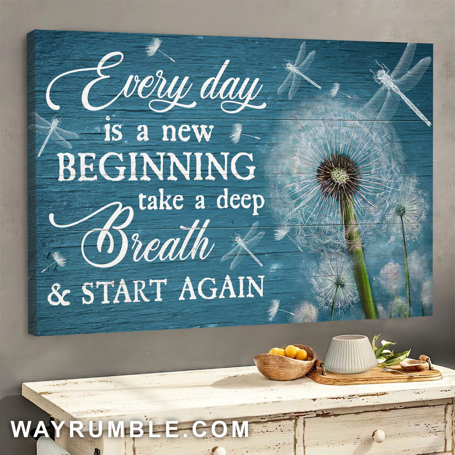 Dandelion, Dragonfly, Everyday is a new beginning - Jesus Landscape Canvas Prints, Wall Art