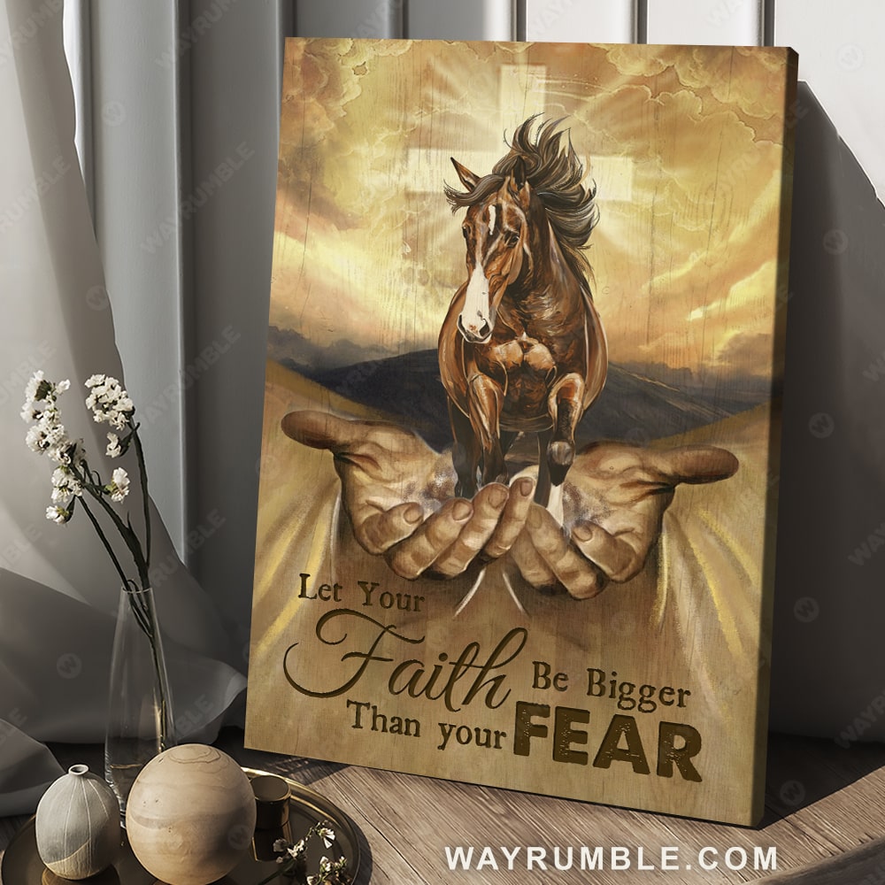Running horse, Jesus hand, Life is a journey, Let your faith be bigger than your fear - Jesus Portrait Canvas Prints, Christian Wall Art