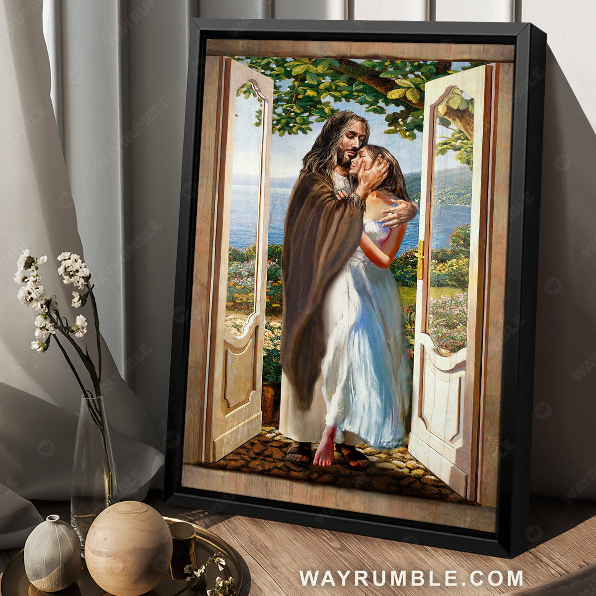 Amazing painting, Pretty girl, Beautiful forest, Walking with Jesus - Jesus Portrait Canvas Prints, Christian Wall Art