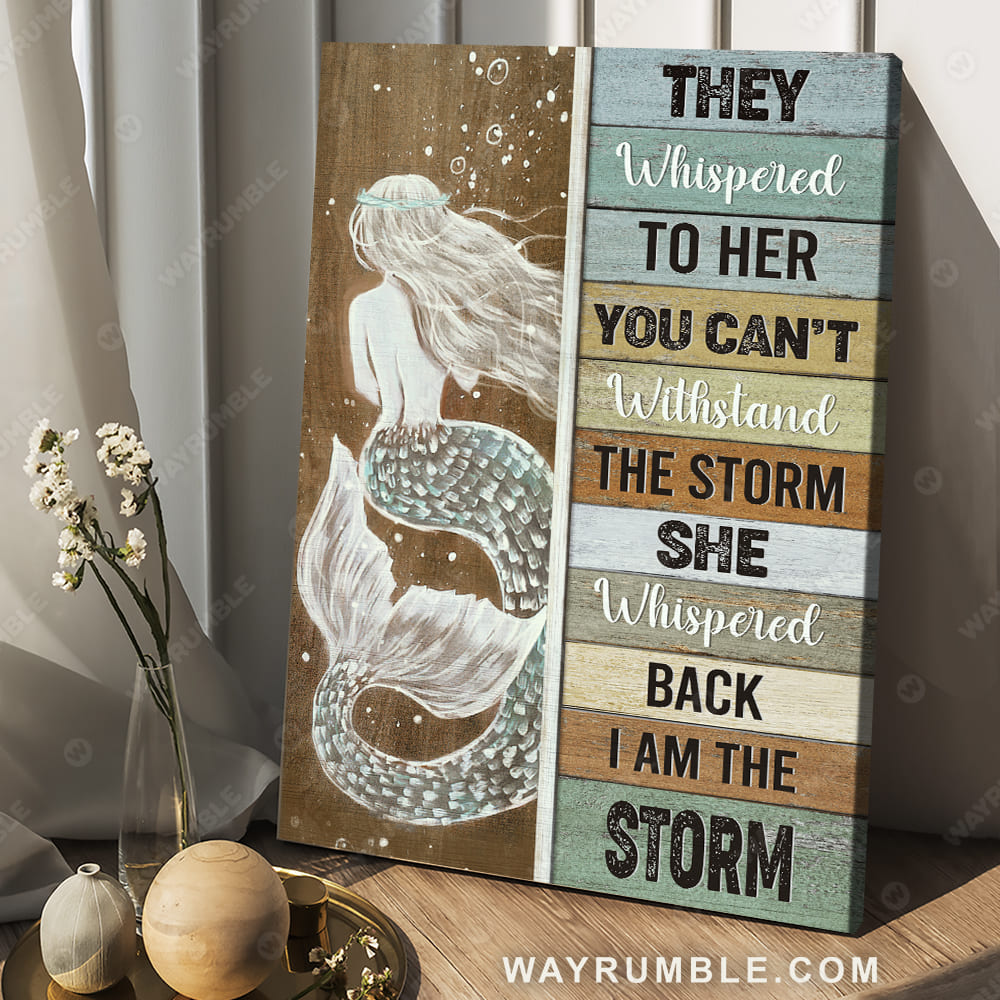 Mermaid painting, Balloon drawing, Wooden background, They whispered to her - Jesus Portrait Canvas Prints, Christian Wall Art