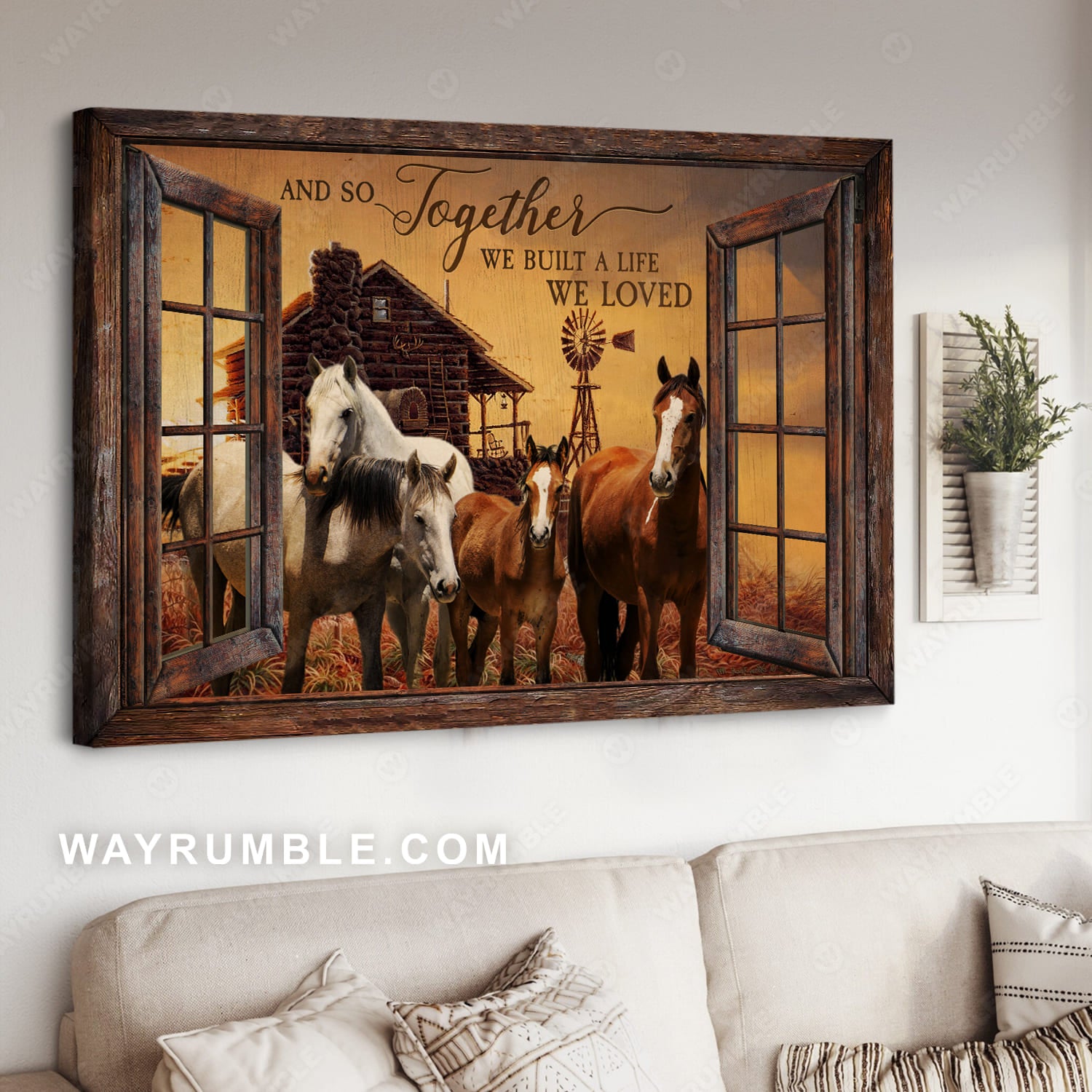 Horse painting, Farm house, Countryside landscape, And so together we built a life we loved - Jesus Landscape Canvas Prints, Christian Wall Art