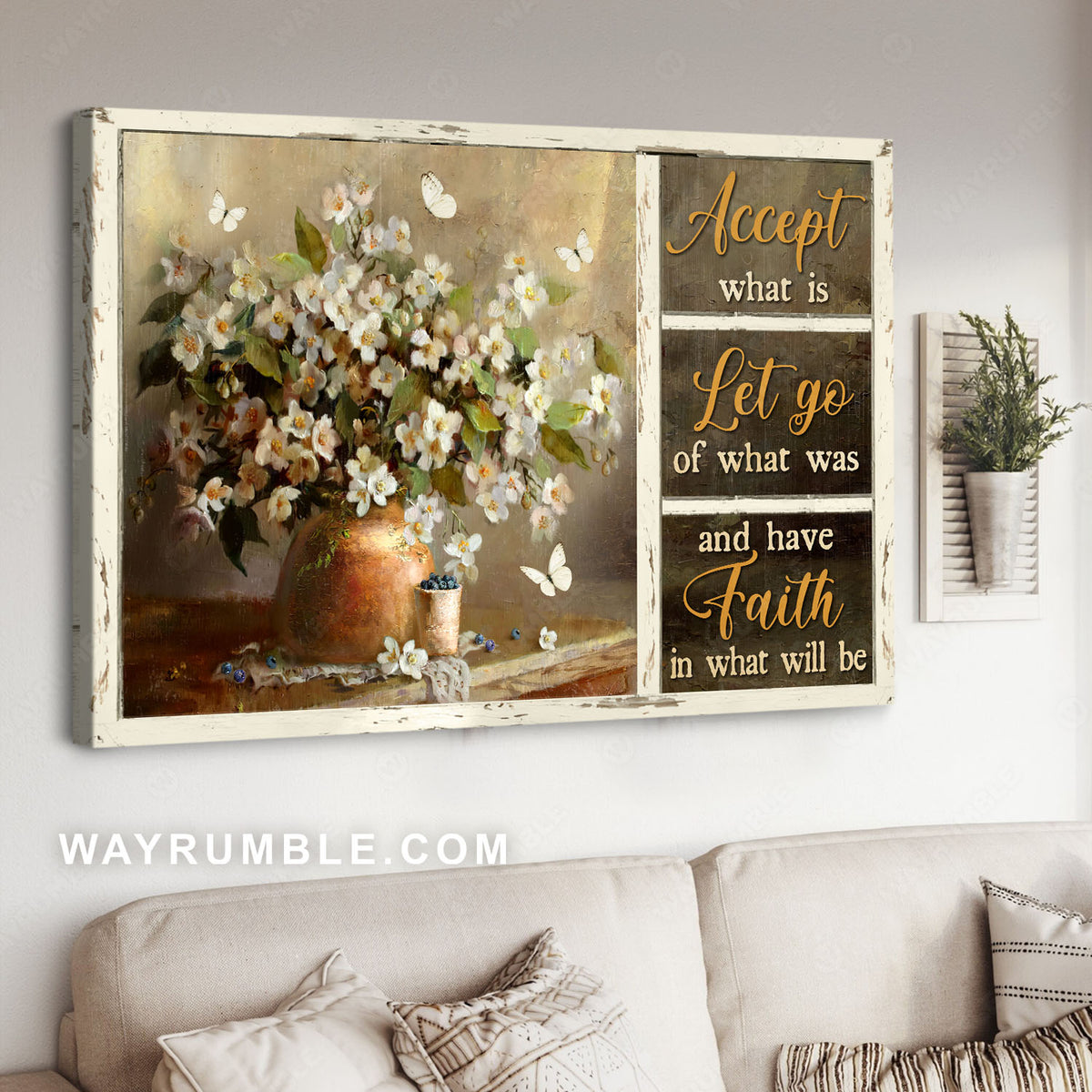 White dogwood flowers, Blueberry drawing, Accept what is - Jesus Landscape Canvas Prints, Christian Wall Art