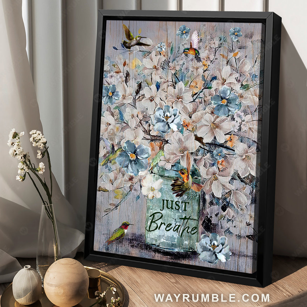 Spring vibe, Pretty flower, Hummingbird painting, Just breathe - Jesus Portrait Canvas Prints, Home Decor Wall Art