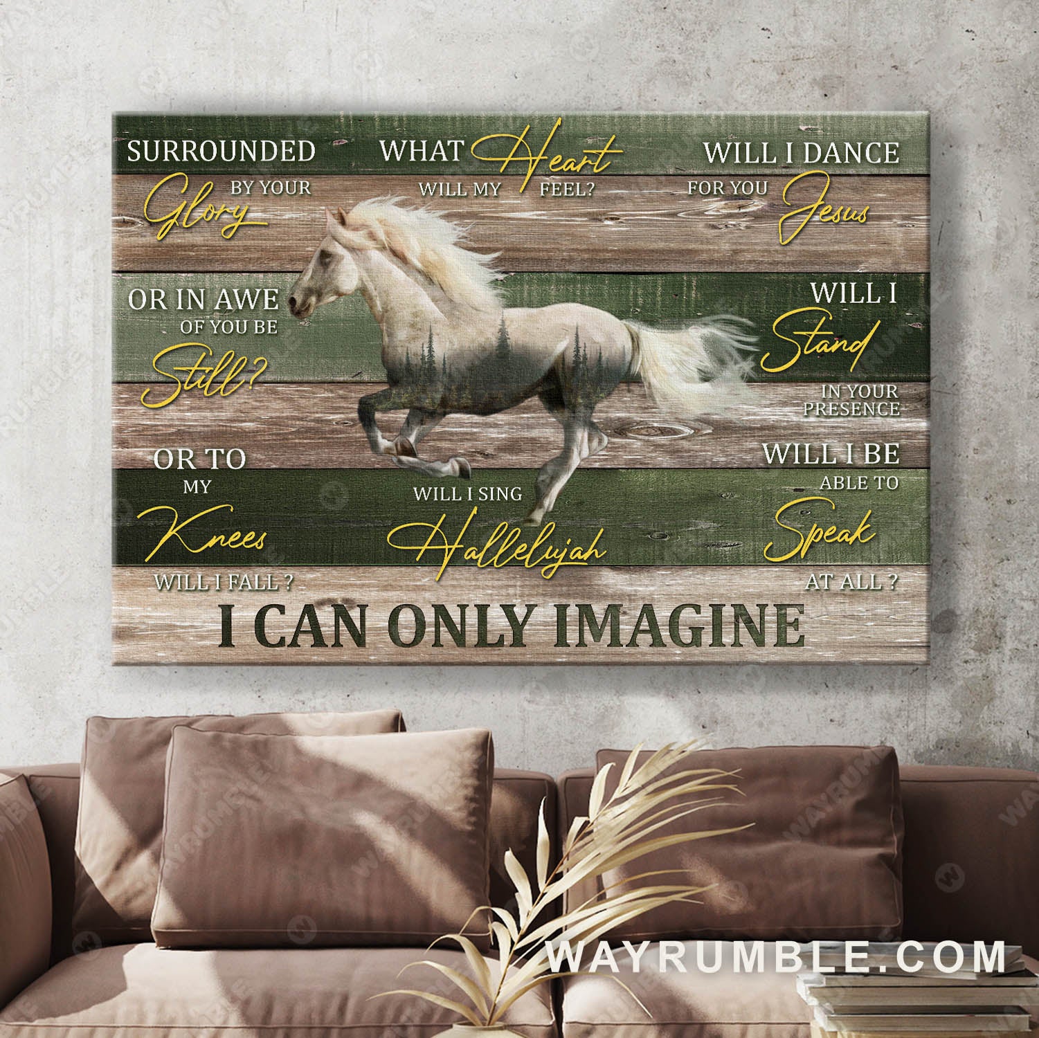 Running horse, White horse painting, I can only imagine - Jesus Landscape Canvas Prints, Christian Wall Art