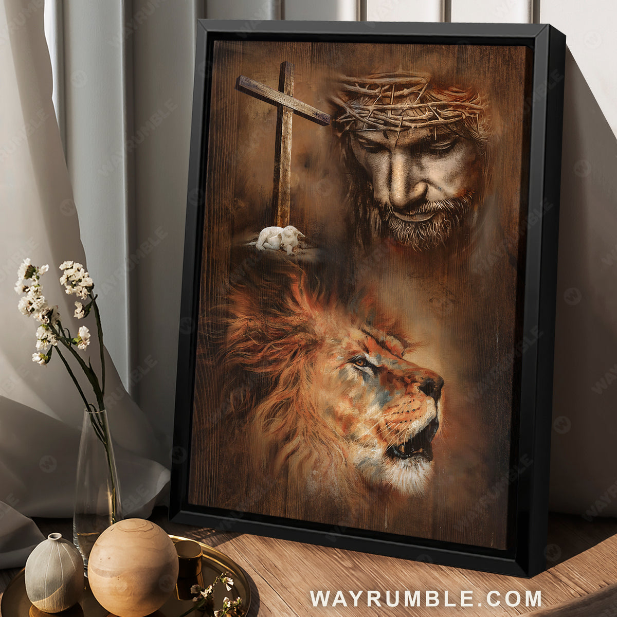 Lion of Judah, Lamb of God, Jesus painting, The old rugged cross - Jesus Portrait Canvas Prints, Wall Art