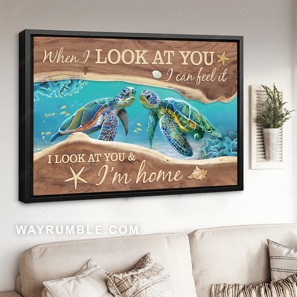 Colorful sea turtle, Deep ocean, When I look at you, I can feel it - Jesus Landscape Canvas Prints, Christian Wall Art