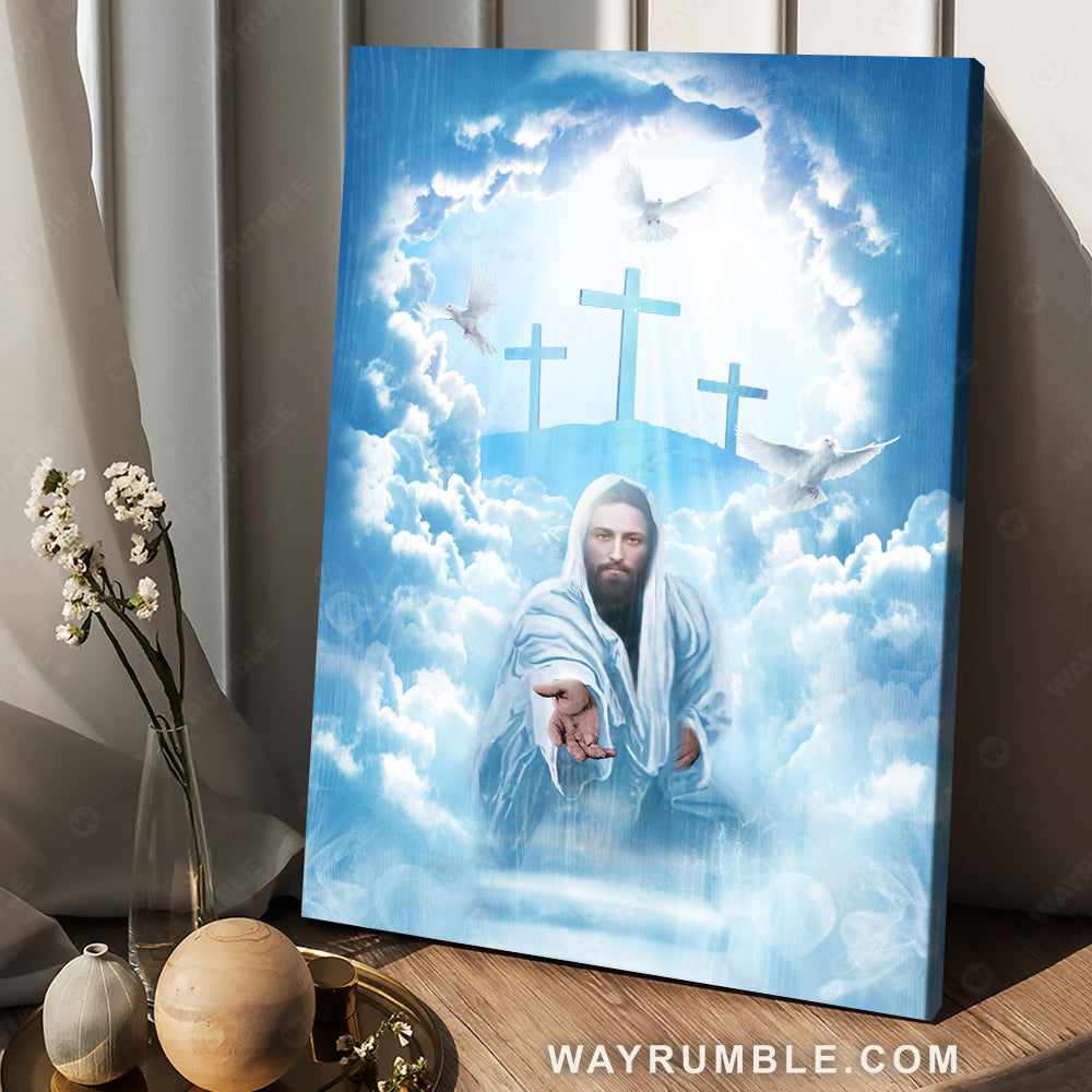 Walking with Jesus, Blue sky, Beautiful heaven - Jesus Portrait Canvas Prints, Christian Wall Art