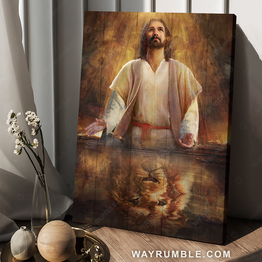 Jesus artwork, Lion king, Lion of Judah, Yellow halo - Jesus Portrait Canvas Prints, Christian Wall Art