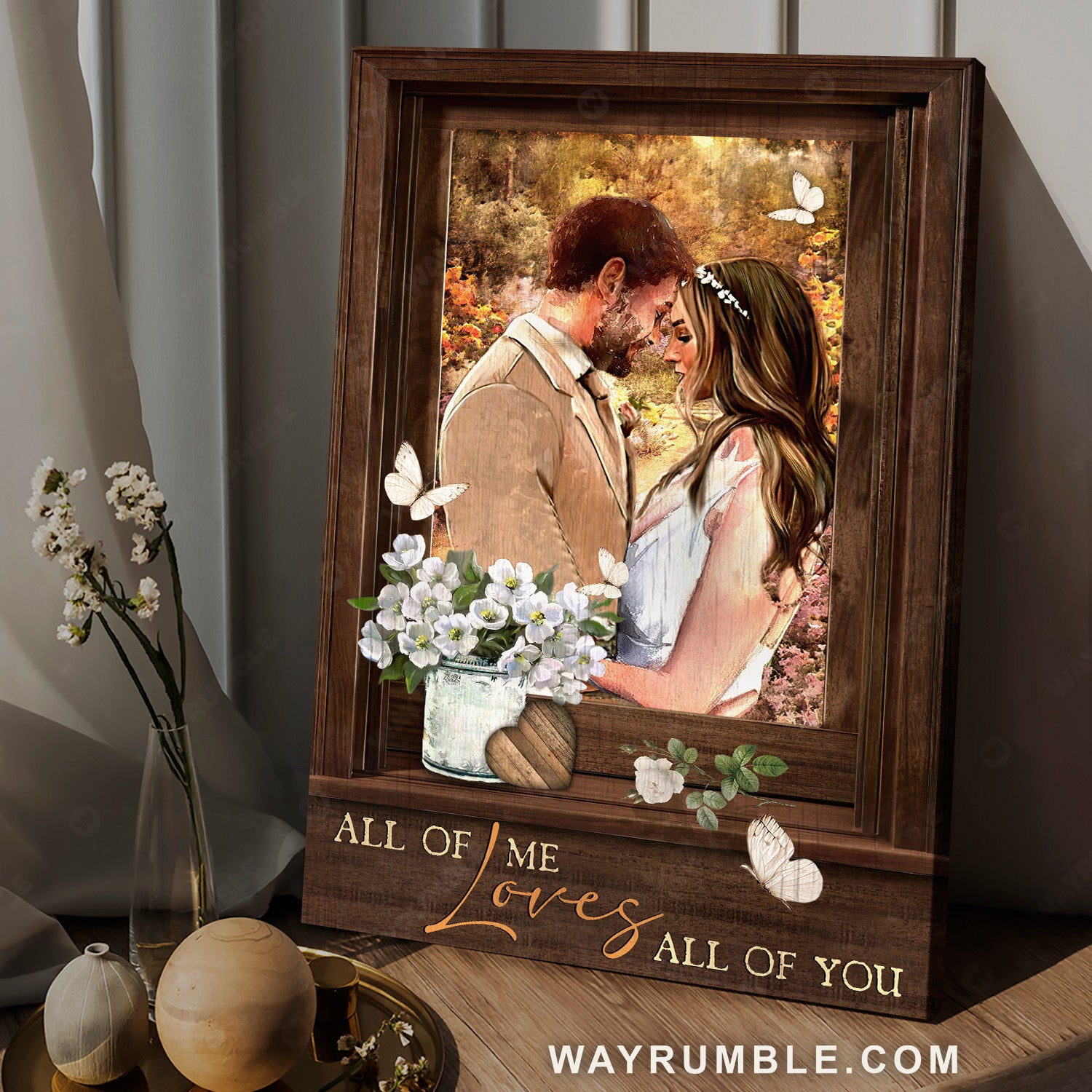 Our wedding day, Just married, White flower, All of me loves all of you - Family Portrait Canvas Prints, Wall Art
