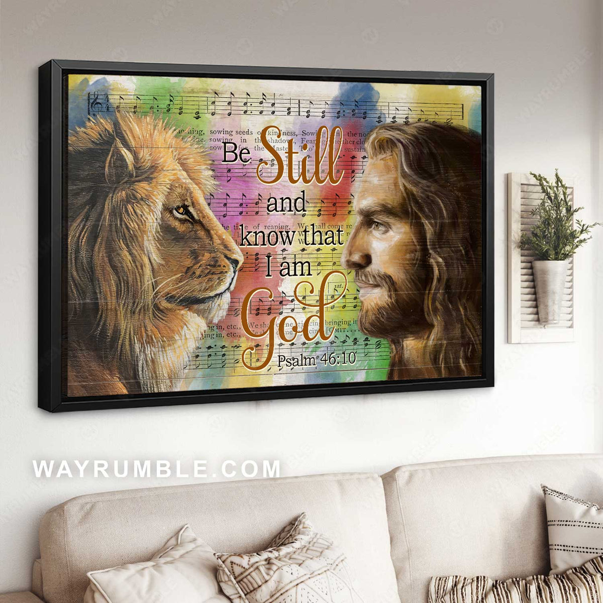 Lion of Judah, Music sheet, Face to face, Be still and know that I am God - Jesus Landscape Canvas Prints, Christian Wall Art
