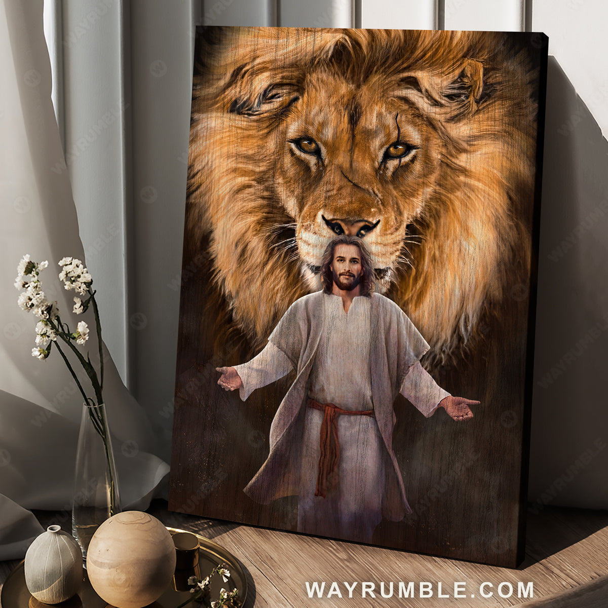 Happy Jesus, Beautiful Jesus painting, Stunning lion, The life of Jesus - Jesus Portrait Canvas Prints, Home Decor Wall Art