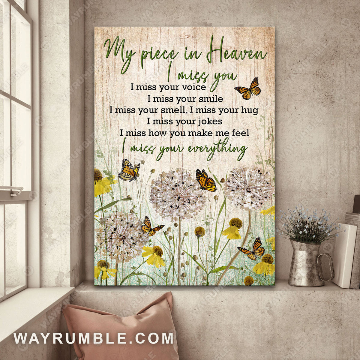 Dandelion field, I miss your everything - Heaven Portrait Canvas Prints, Wall Art