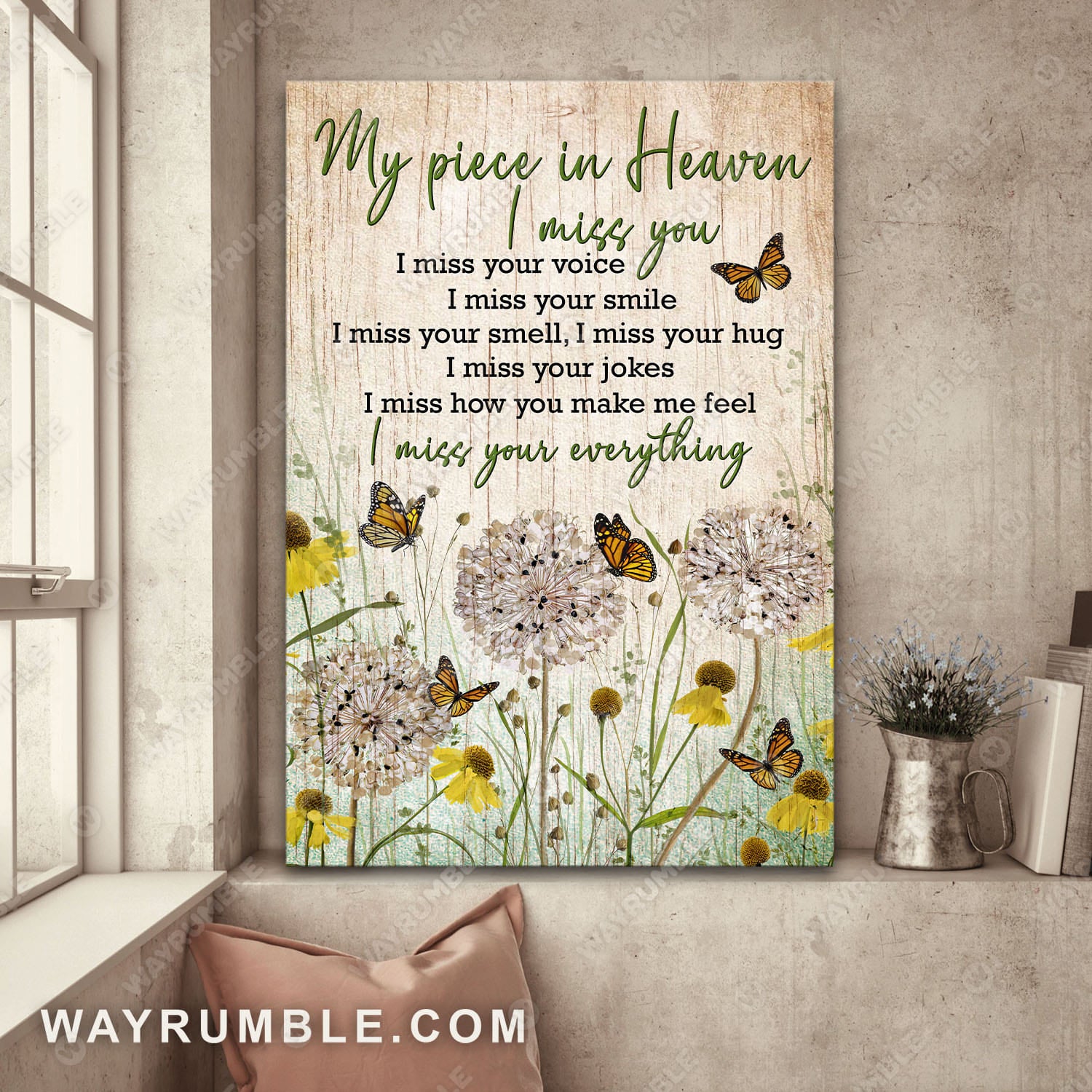 Dandelion field, I miss your everything - Heaven Portrait Canvas Prints, Wall Art