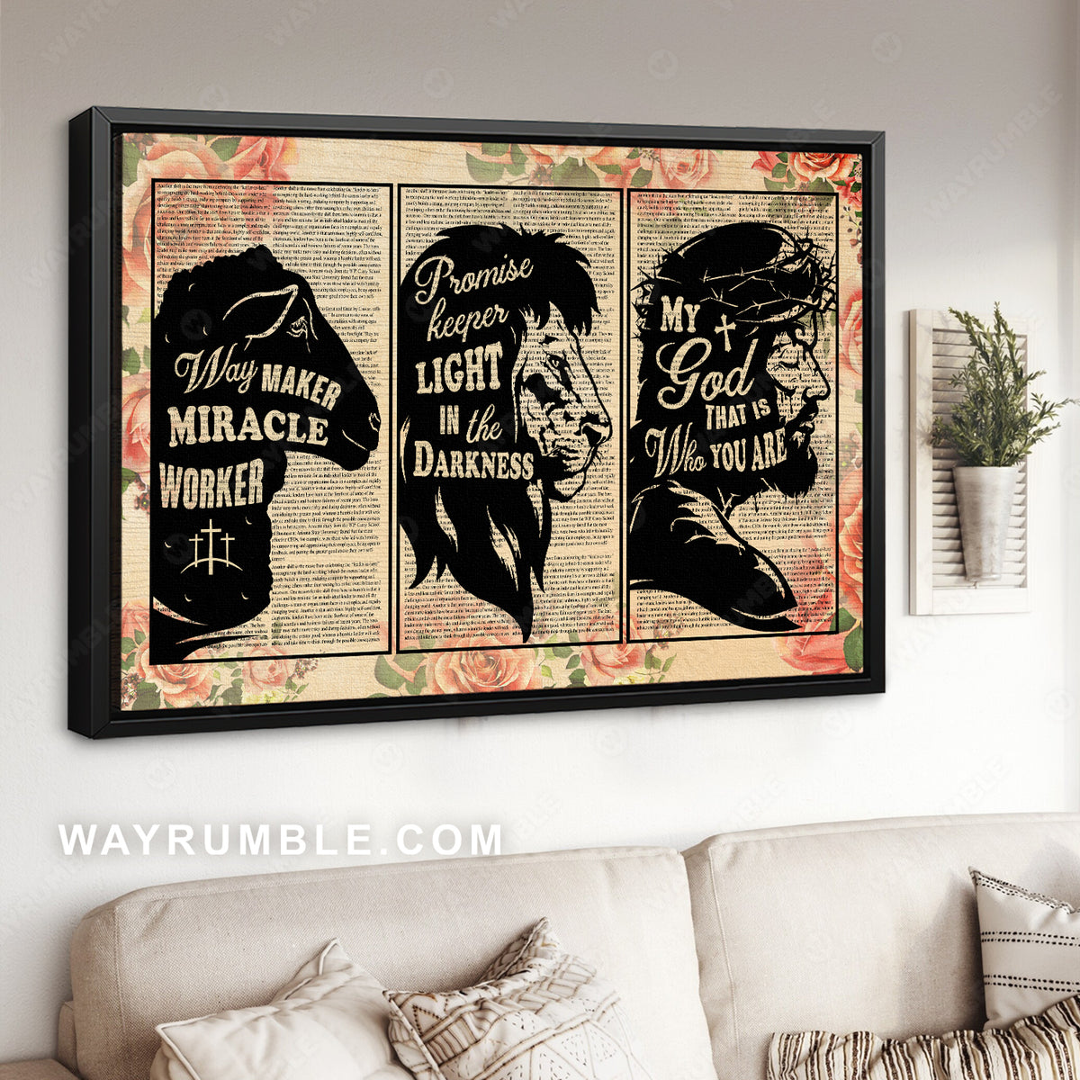 Symbol of Jesus, Lion king, Lamb drawing, Way maker Miracle worker - Jesus Landscape Canvas Prints, Christian Wall Art