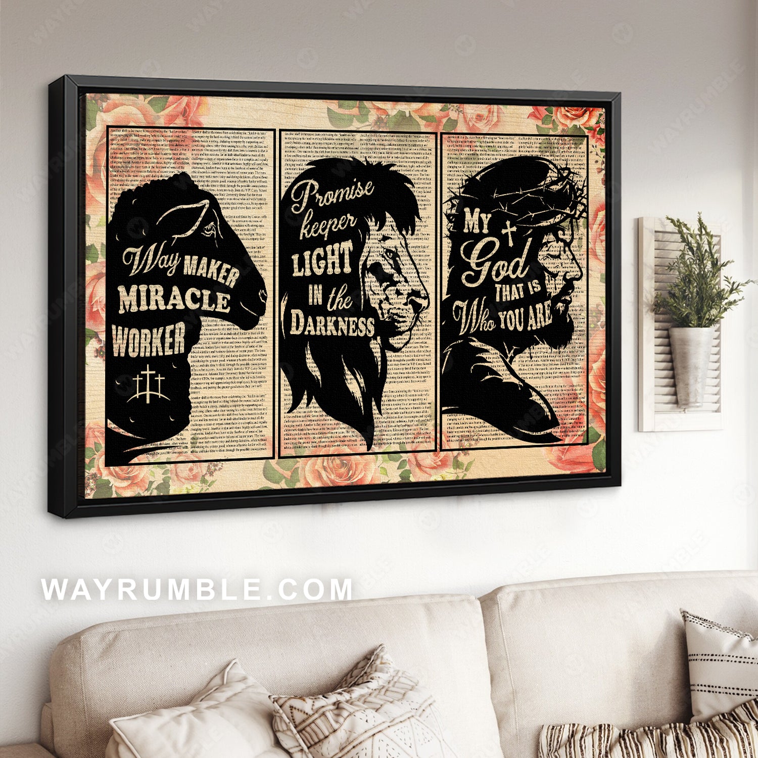 Symbol of Jesus, Lion king, Lamb drawing, Way maker Miracle worker - Jesus Landscape Canvas Prints, Christian Wall Art