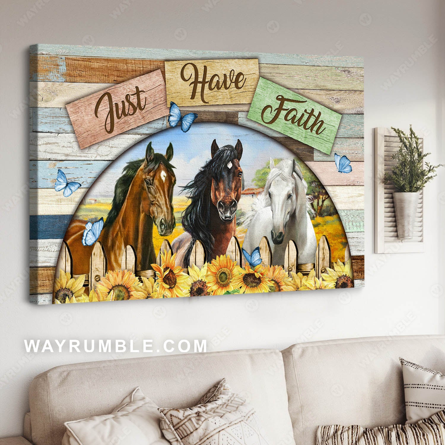 Beautiful horses, Half circle mirror, Sunflower garden, Just have faith - Jesus Landscape Canvas Prints, Christian Wall Art
