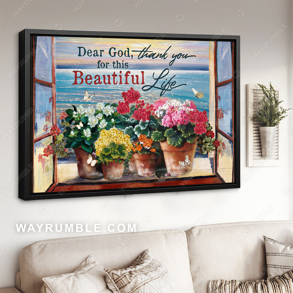Brilliant flower, Ocean painting, Sunset, Thank you for this beautiful life - Jesus Landscape Canvas Prints, Christian Wall Art
