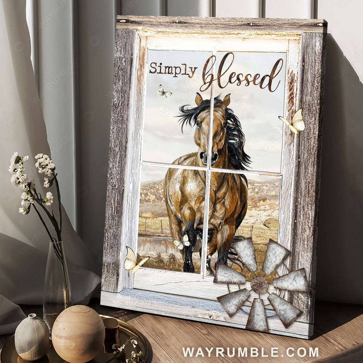 Brown horse, Muscular horse, White window, Simply blessed - Jesus Portrait Canvas Prints, Christian Wall Art