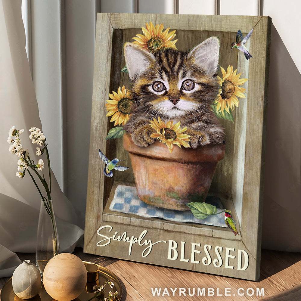 Little cat, Sunflower vase, Colorful cardinal, Simply blessed - Jesus Portrait Canvas Prints, Christian Wall Art