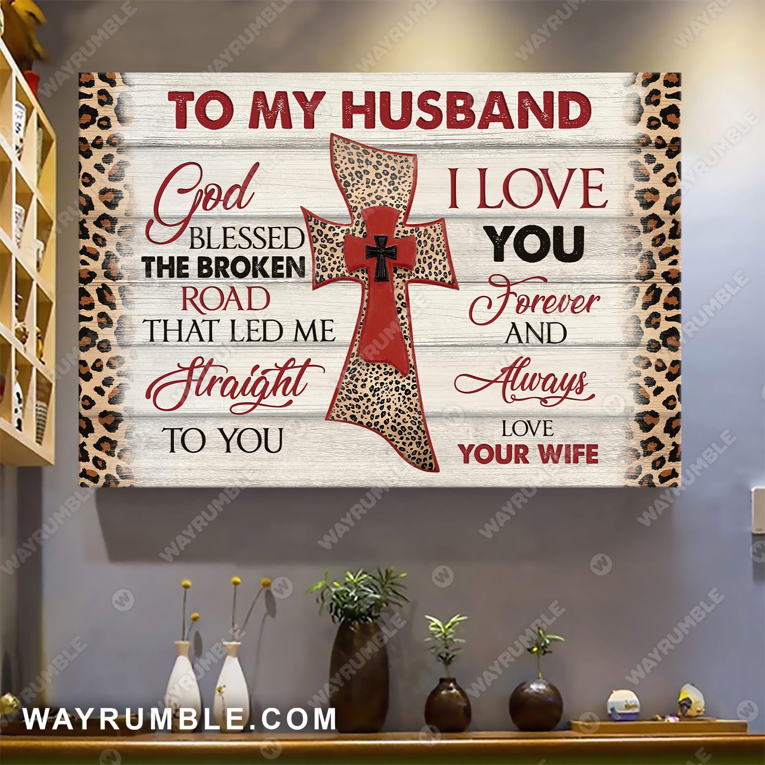 To my husband, Red cross painting, I love you forever and always - Jesus Landscape Canvas Prints, Wall Art