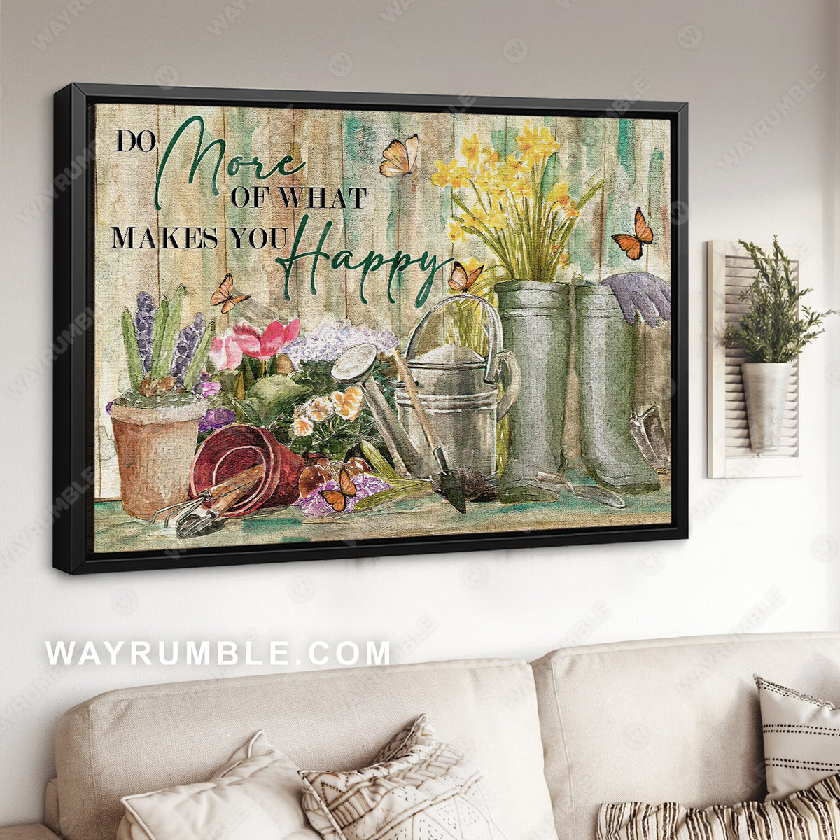 Pretty flower garden, Watercolor drawing, Do more of what makes you happy - Jesus Landscape Canvas Prints, Christian Wall Art