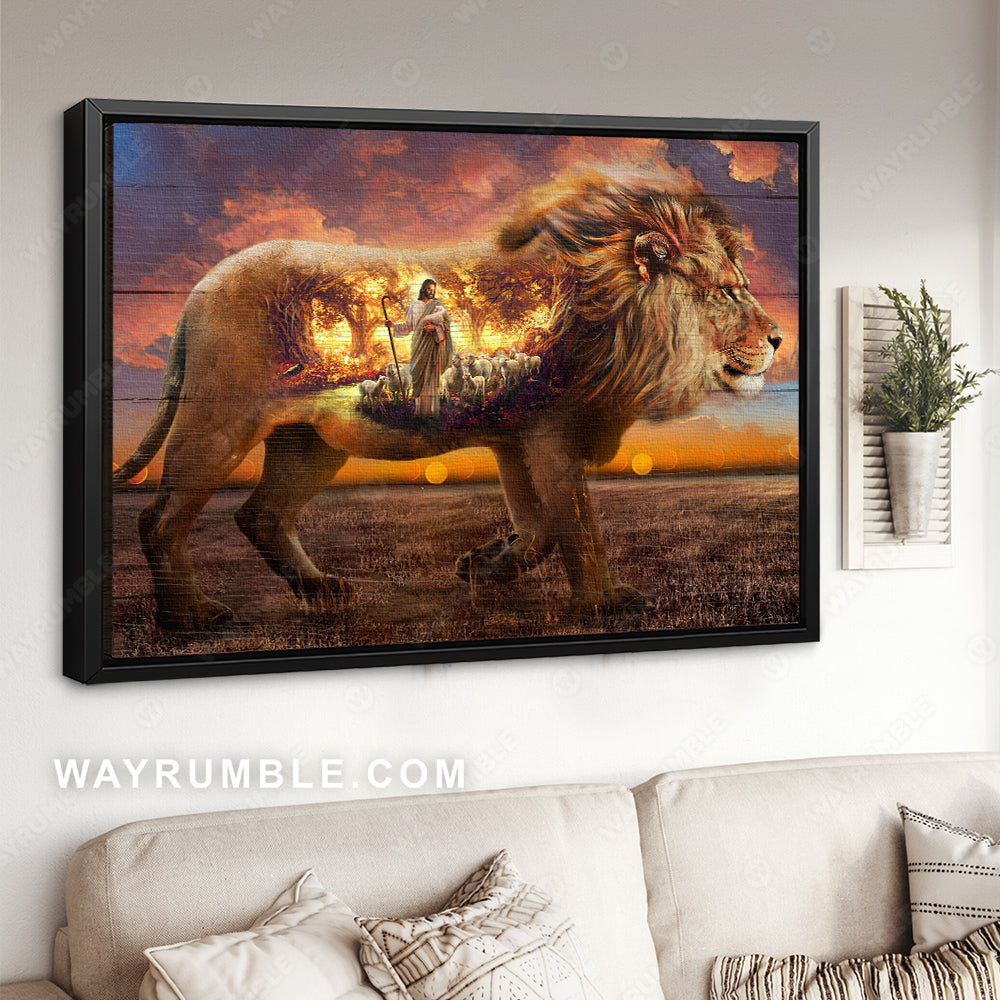 Stunning lion drawing, The life of Jesus, Lamb of God - Jesus Landscape Canvas Prints, Christian Wall Art